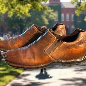 Men's Size 11M COLE HAAN Brown Zeno Casual Split Toe Leather Driving Loafers EUC